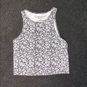 Black and white flowered crop top